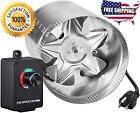 4" 6 8 In Inline Duct Booster Fan Exhaust Fans Vent Blower Speed Controller Grow