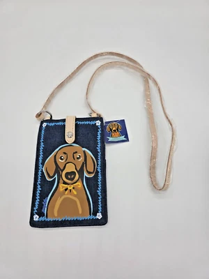 Bandolera Brighton CHARLIE DENIM POUCH con perro Dachshund nueva con etiquetas Foto 1 de 3