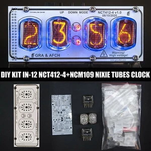 DIY KIT Nixie IN-12 Tube Clock Acrylic Stand Sockets 12/24H 4 Tubes WHITE - Picture 1 of 5