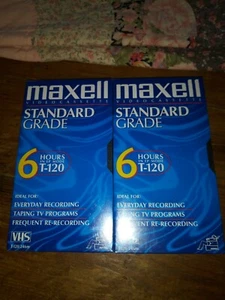 New nos sealed Maxell vhs video tapes 6 hours standard grade blank tapes pair  - Picture 1 of 2
