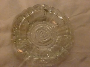 EAPG Very Thick Glass Rose Embossed Ashtray - Picture 1 of 9