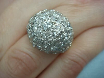 14 KT. GOLD HIGH DOME GENUINE DIAMONDS VINTAGE RING. 6.8 GRAMS SIZE 6.5 - Image 1 of 4