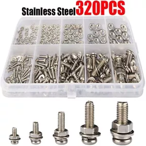 320 Piezas Tornillos Cabeza Métrica Tuercas Pernos Surtido Acero Inoxidable M2 M2.5 M3 M4 M5 - Imagen 1 de 12