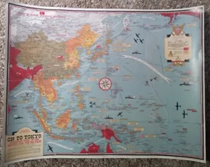 1944 ON TO TOKYO Invasion Map of the Pacific and the Far East-Double Sided/ COPY - Picture 1 of 12