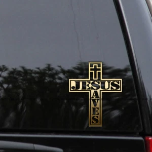 Jesus Saves Cross Christian Vinyl Decal Sticker - Picture 1 of 2