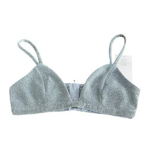 Sheinbae  Women's Silver Glitter Bra Bralette Size XS Party Festival Sparkle - Picture 1 of 14