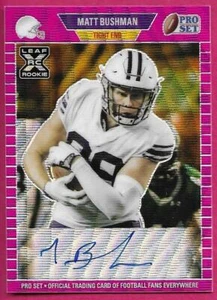 2021 Leaf Pro Set Metal Football MATT BUSHMAN Rookie XRC Pink Autograph 21/30 - Picture 1 of 2