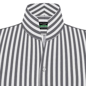 Camisa Para Hombre Cuello Alto Abierto Cuello en V Cuello Sin Botones Gris Blanco Rayas Verano - Imagen 1 de 5