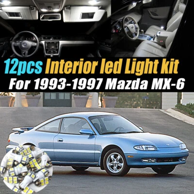 Paquete de kit de bombillas LED interiores súper blancas para automóvil de 12 piezas para Mazda MX-6 1993-1997 Foto 1 de 4
