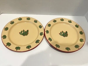 Marble Canyon Enamelware Prickly Pear Cactus 8" Salad Plates Set of 2 - Picture 1 of 4