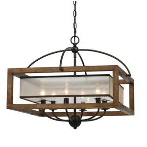 Cal Lighting Square Chandelier, Dark Bronze/Organza, 20" - FX-3536-6 - Picture 1 of 1