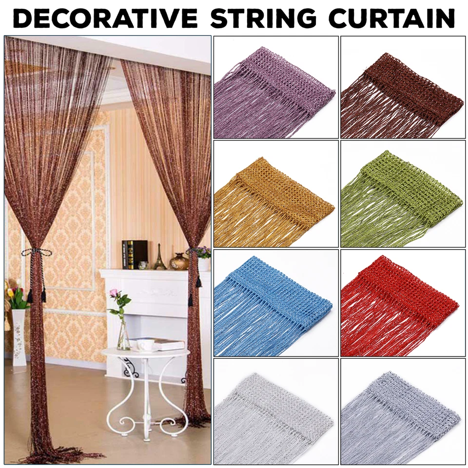 Beaded String Curtain Panels Door Fly Screen Room Divider Net Hanging Curtains - Image 1 of 1
