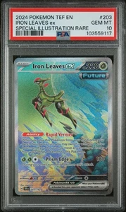 2024 POKEMON FORZE TEMPORALI ILLUSTRAZIONE SPECIALE RARA FOGLIE DI FERRO EX PSA 10 - Foto 1 di 2