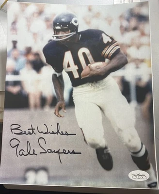 Foto firmada 8x10 de los Chicago Bears Gale Sayers certificado de autenticidad JSA Foto 1 de 3