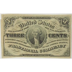 1864-1869 3c Fractional Note Third Issue AU About Uncirculated - Picture 1 of 2