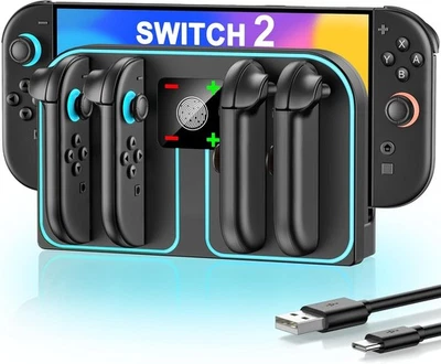 Joycon Controller Charger for Nintendo Switch 2 Dock 4 in 1 Fast Charger LED - Image 1 of 4