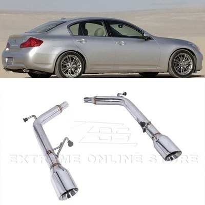 For 07-14 Infiniti G35 G37 Sedan Muffler Delete Dual Tips Axle Back Exhaust - Image 1 of 4