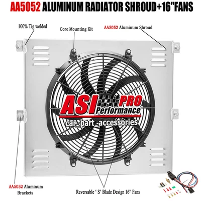 Aluminum Shroud Electric Fan+Relay For 53-56 Ford F100 F250 F350 Pickup Truck V8 - Image 1 of 4