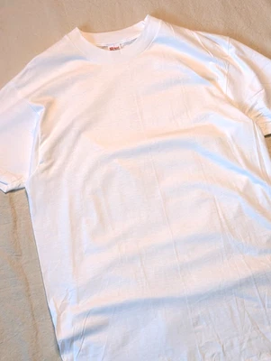 Hanes Vintage 90s Men's White Blank Single Stitch 100% Cotton Tee Size L (tall) - Image 1 of 4
