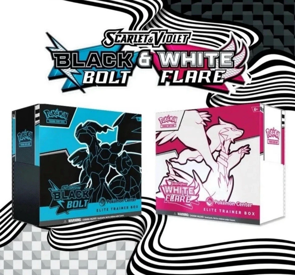 Pokemon Scarlet and Violet Black Bolt/White Flare Pokemon Center ETBs SEALED NEW - Image 1 of 1