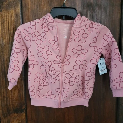 Nueva sudadera con capucha con cremallera para niñas pequeñas talla 4t de Okie Dokie rosa polar Foto 1 de 4