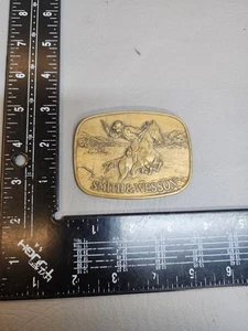 Vintage 1975 Smith & Wesson "Hostiles" Messing Gürtelschnalle - Bild 1 von 3