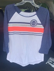 Justice Girl's Shirt Size 20 Blue/White Long Sleeve Property Of Athletics Dept - Picture 1 of 10