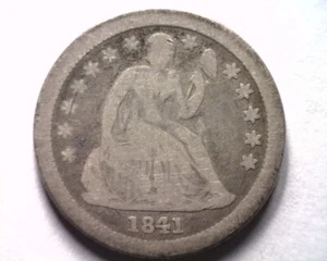 1841-O SMALL O SEATED LIBERTY DIME VERY GOOD+ VG+ NICE ORIGINAL COIN BOBS COINS - Picture 1 of 2