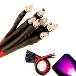 100 x Pre wired 6v 3mm Pink LEDs Prewired 6 volt DC LED Light RC Prop Boat 4v 5v - Picture 1 of 2