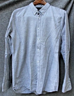 JUNK de LUXE Long Sleeve Button Up Shirt Gray Mens 100% Cotton Glen Size *L/XL - Image 1 of 4