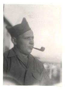 A SOLDIER WITH PIPE,1943.VTG 3.5" x 2.5" PHOTO#5 - Picture 1 of 2