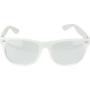 White Framed Party Glasses Costume Accessory Clear Lenses Glow UV Light - Picture 1 of 2