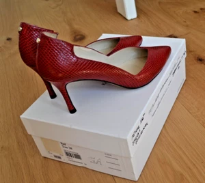 KAREN MILLEN Size 5 DARK RED TEXTURED LEATHER COURT STILETTO SHOES, EU size 38 - Picture 1 of 15
