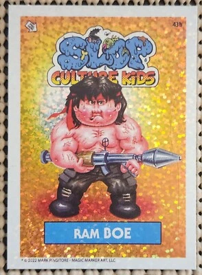 RAM BOE SLOP CULTURE KIDS SERIES 1 STICKER FOIL SP CHASE CARD SLY STALLONE RAMBO - Image 1 of 2