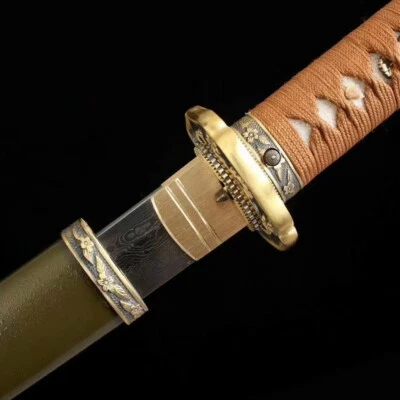 Espada Militar Japonesa, Oficial Samurai Katana, Linda Aço Dobrado Damasco - Imagem 1 de 4