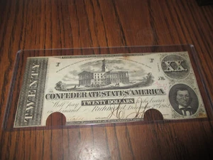 1862 $20 CONFEDERATE STATES OF AMERICA T-51 CONFEDERATE CURRENCY CSA - Picture 1 of 2