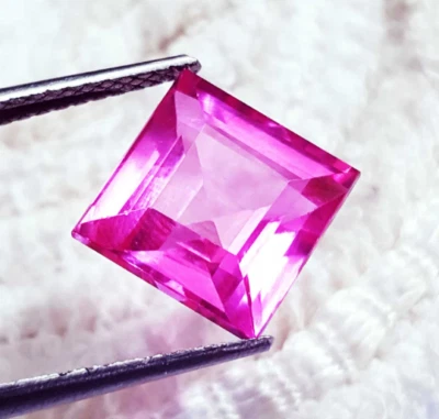 Piedras preciosas sueltas certificadas con forma cuadrada de zafiro rosa natural de 9,10 quilates Foto 1 de 4