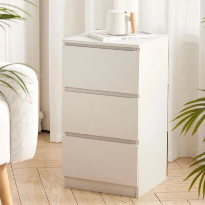 3 Drawer Side Table Shelf Bedroom Bedside Storage Cabinet White Chest of Drawers - Image 1 of 4
