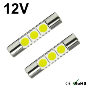 31MM WHITE LED SUN VISOR CAR VANITY LIGHT LAMP FUSE FESTOON BULBS 269 T6.3 30MM - Picture 1 of 1