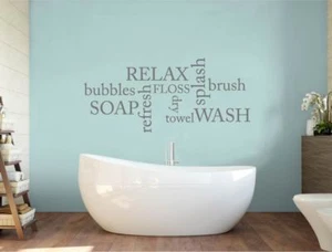 Bathroom Words Wall Sticker | Bathroom Wall Decals | Bathroom Wall Art Quote - Picture 1 of 11
