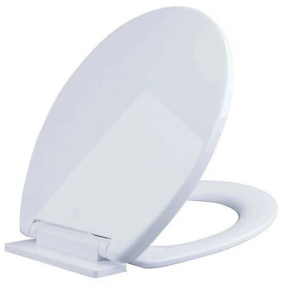 LUXURY SLOW SOFT CLOSE WHITE OVAL BATHROOM TOILET SEAT WITH BOTTOM FIXING HINGES