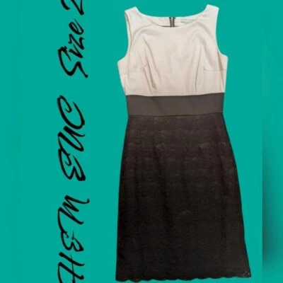 H&M 黑色蕾丝无袖层叠紧身连衣裙 2 码办公室警报器婚礼宾客 — 第 1/4 张图片