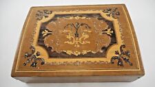 Vintage Italy Wooden Inlay Detailed Jewelry Box Victorian Trinket Box