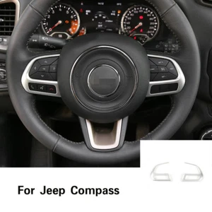 Steering Wheel Button Decor Trim Cover for Jeep Renegade 15-23 Silver Compasss - Picture 1 of 9