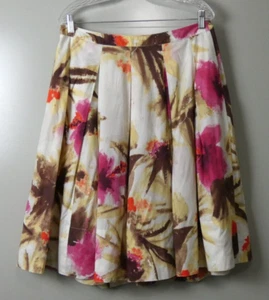 TALBOT'S Multi Color Floral Pleated Cotton Blend Full Skirt Size 10 - Picture 1 of 6