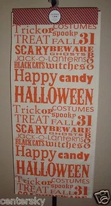 New Storehouse 100% Cotton Table Runner 18" x 80" Halloween Theme Ivory/Orange - Picture 1 of 2
