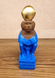 Replica Statue of Ancient Egyptian God Thoth in Baboon Form with Lunar Disc - Bild 1 von 9