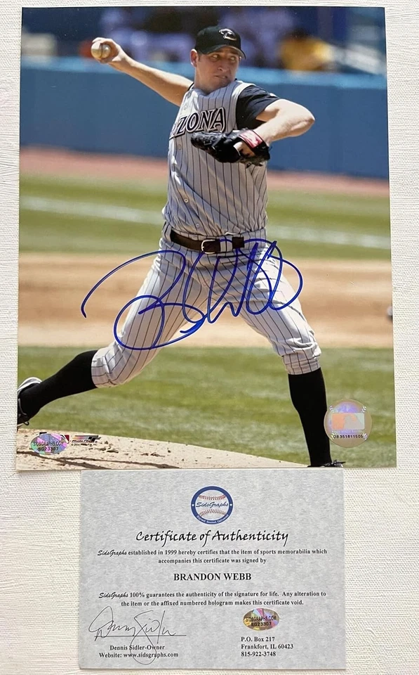 Foto brillante autografiada firmada por Brandon Webb de 8x10 Arizona Diamondbacks Foto 1 de 1