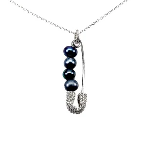 925 Sterling Silver Necklace Round Pearl 6mm Natural Gemstone Jewelry 18inches - Picture 1 of 13