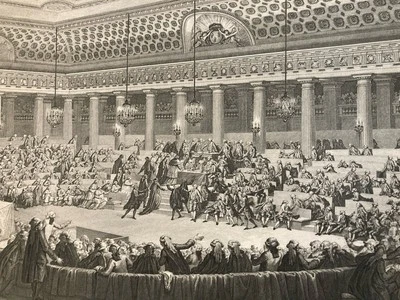 Gravur XVIII Charles Monnet Isidor Helman Revolution Assembly Nationale Art - Bild 1 von 4